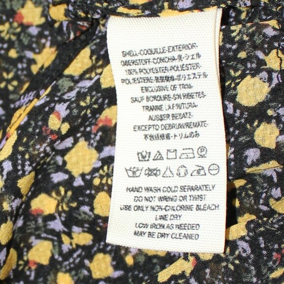 Free People Women's  Floral Beaded Embellished Peplum Blouse Black Yellow XS/TP - Picture 7 of 8